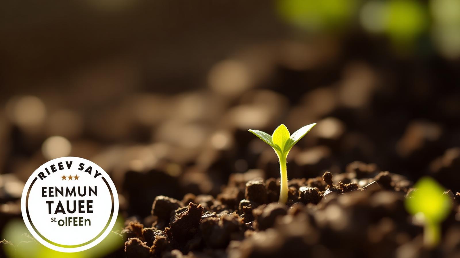 A green sprout emerges from rich compost — symbol of renewal