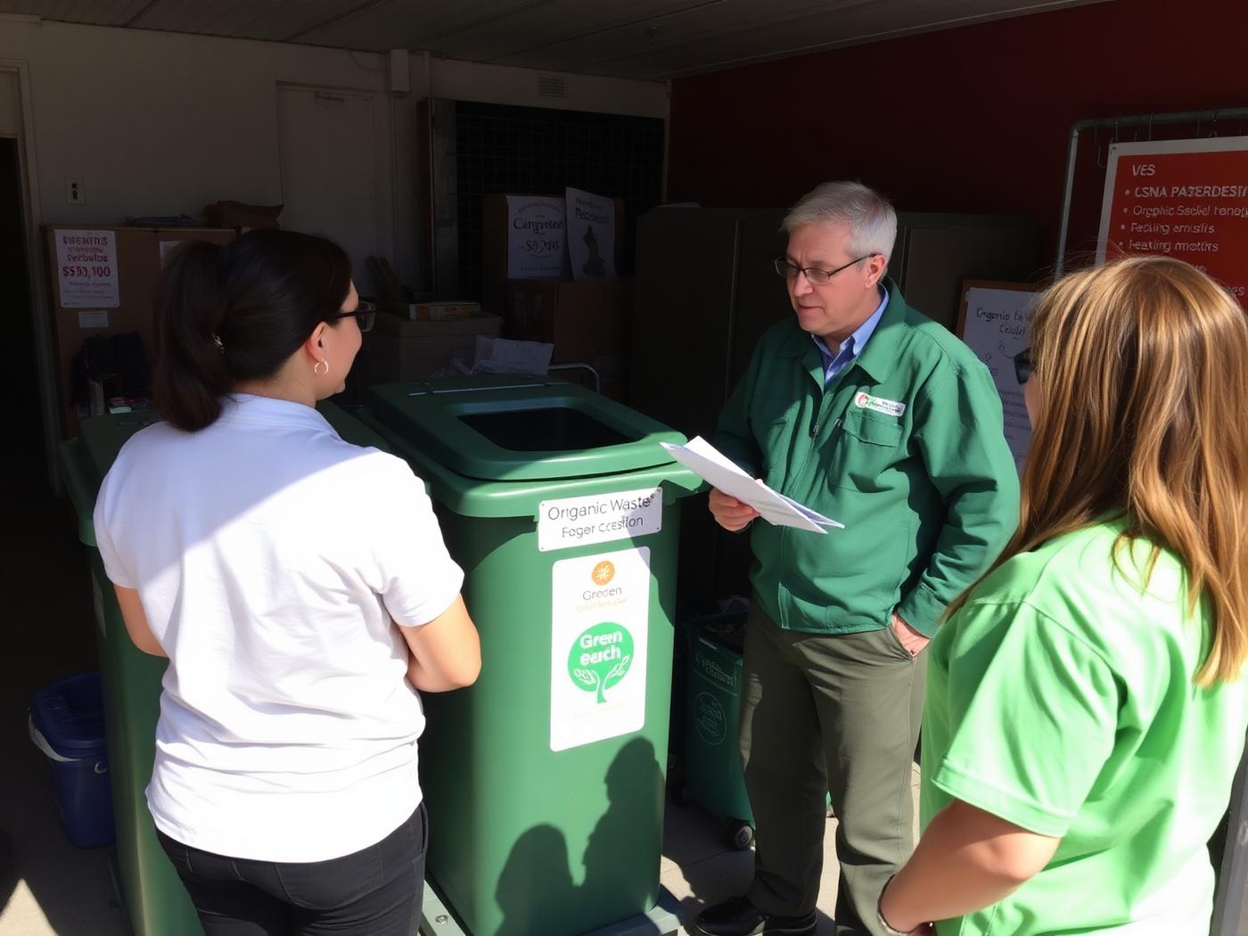 Practical on-site training session for organic waste separation