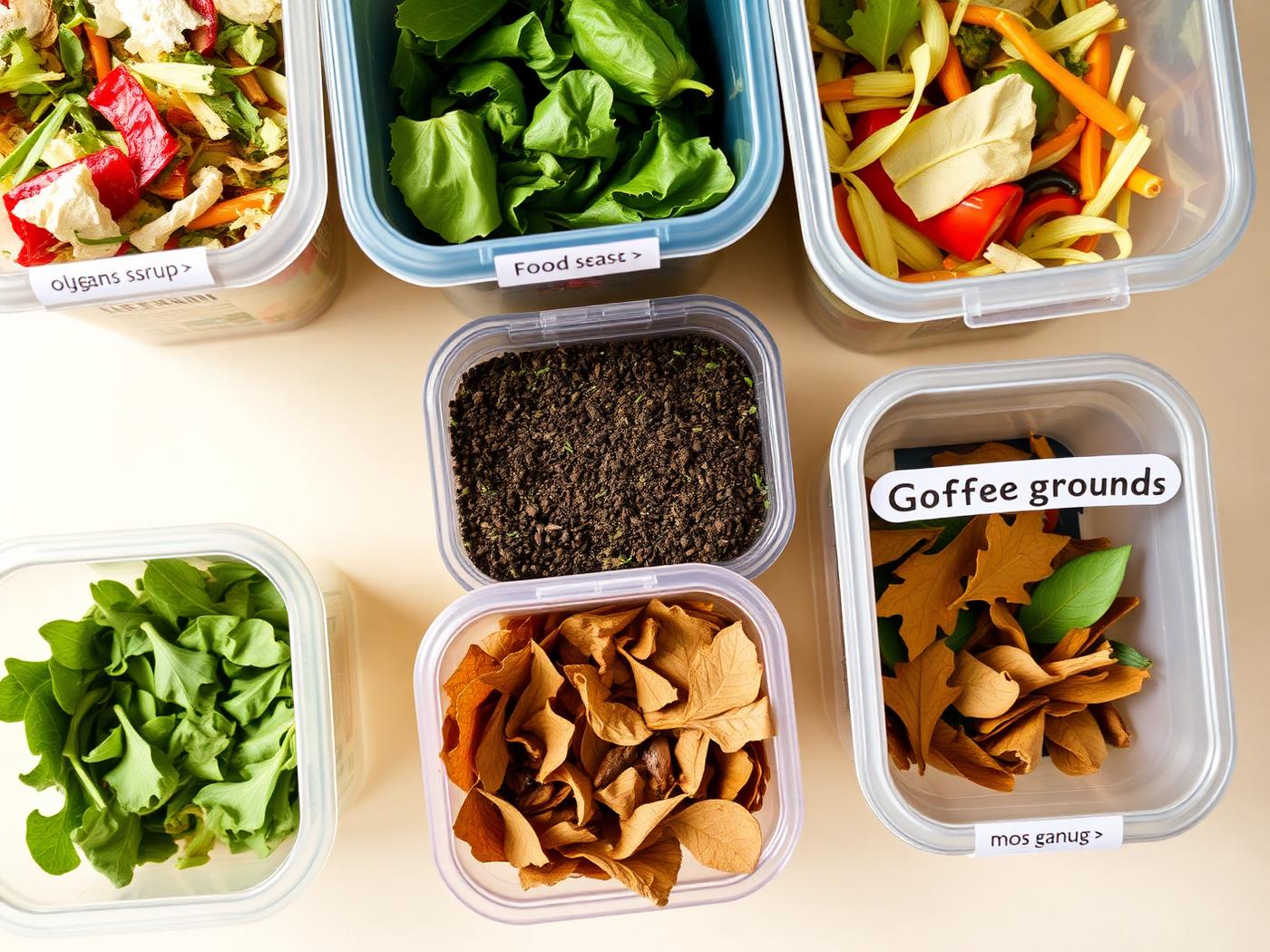 Separated organic waste streams in clean labelled containers