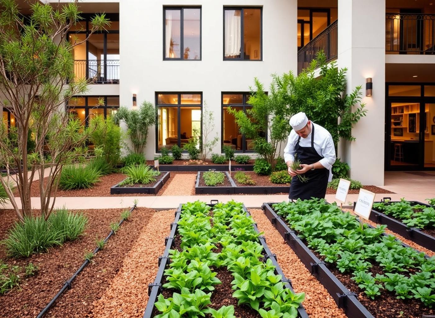 A commercial property with an integrated food garden
